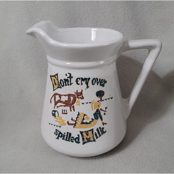 Western Stoneware Monmouth Pottery Don't Cry Over Spilled Milk Pitcher Farm Hous - Picture 4 of 11